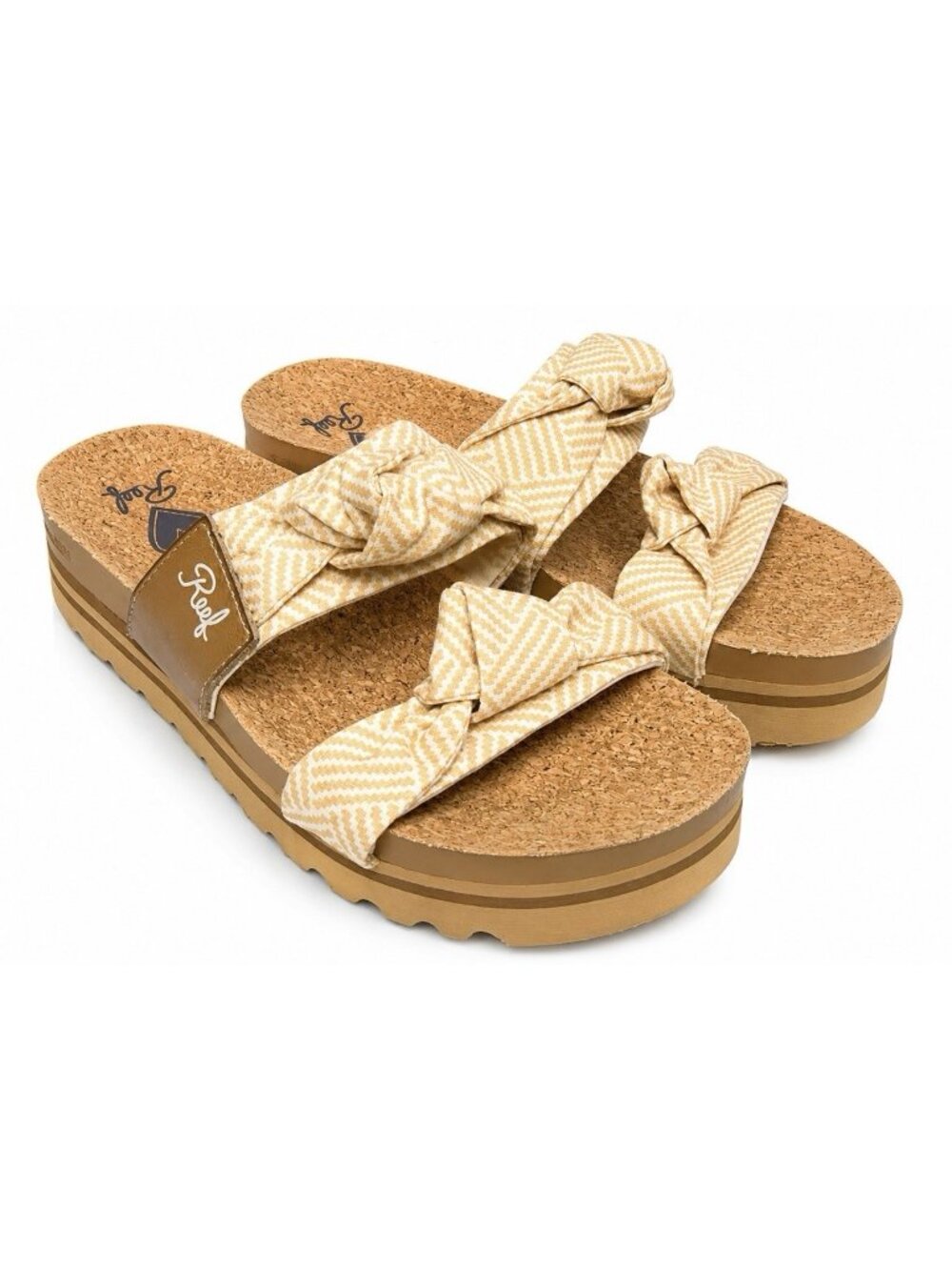 Reef Knotty Vista Hi sandals Women’s 8 Tan Beige Slide On Platform Tie Knot